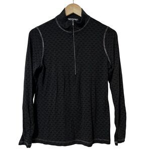Sno Skins 1/2 Zip Gray Pullover Baselayer Top Size L Black Geometric Athletic